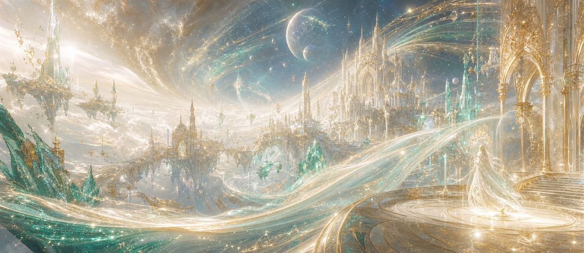 幻想宇宙と透明な光が映像へ流れていくMovie専用ビジュアル